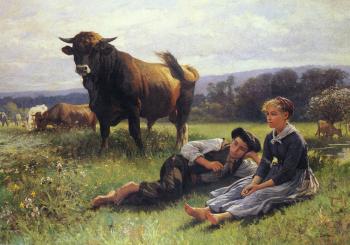 Edouard Bernard Debat-Ponsan : Herdsman's Repose